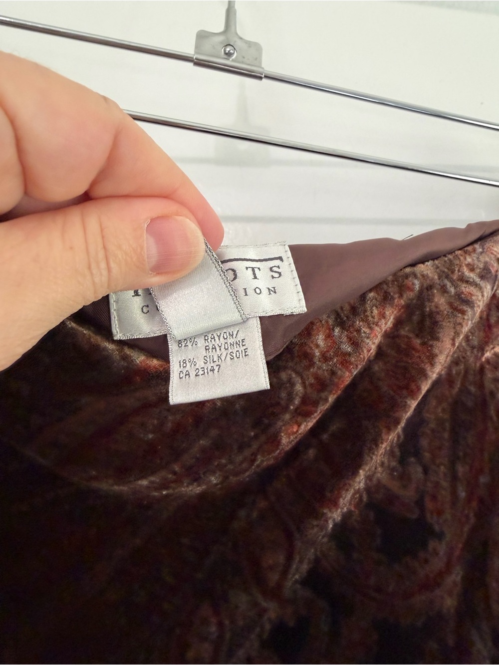 Talbots Collection Silk Blend Burnout Velvet Paisley A-Line Midi Skirt 14 - Picture 5 of 9
